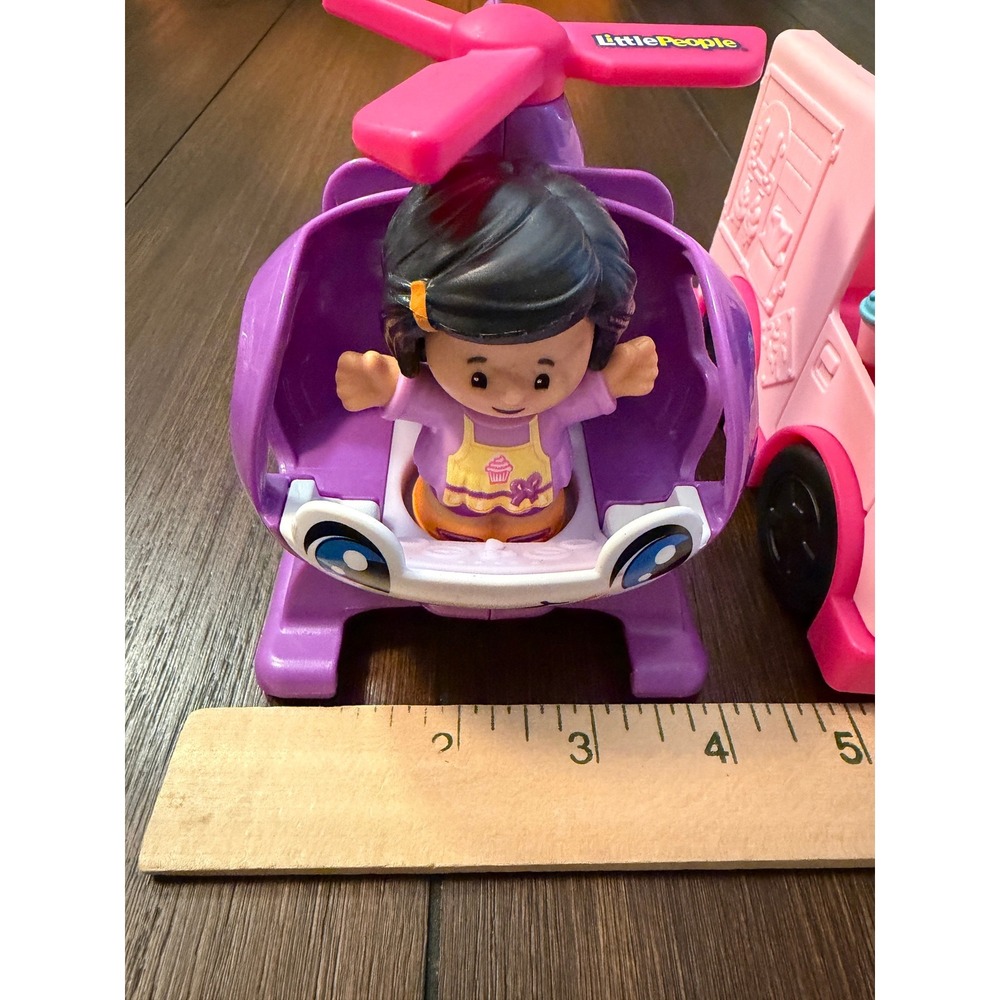 Fisher Price Little People Barbie Vehicle Lot Helicopter Ice Cream Truck Car 3pc - Picture 3 of 13
